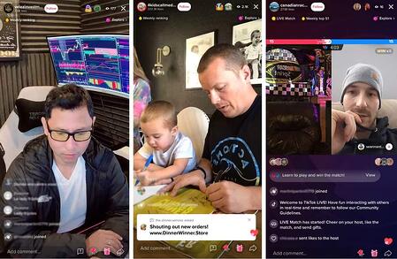 Three content creators go live on Tiktok